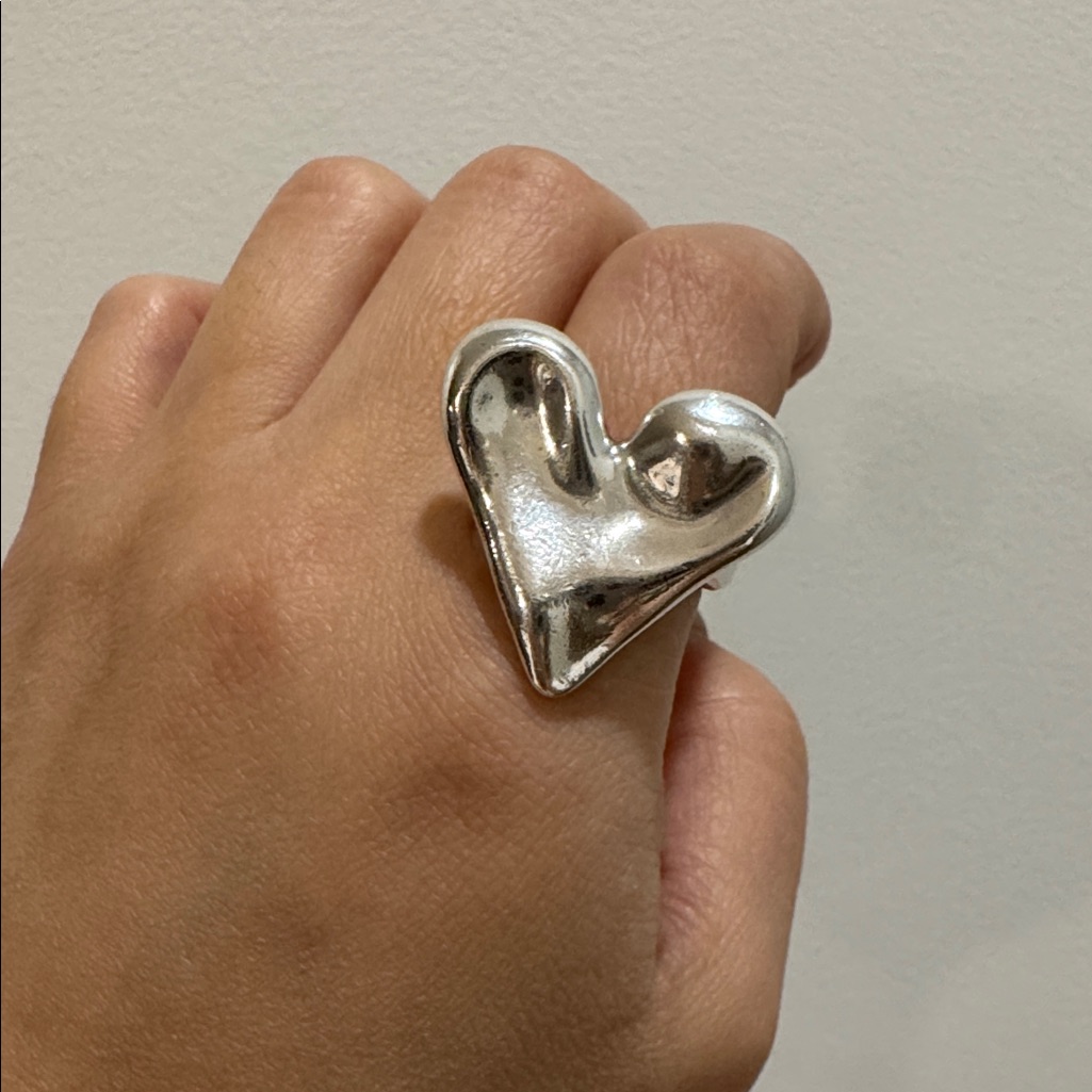 Uno De 50 Maxi Heart Ring Silver Plated Sz 15 Or 75 Us 80$